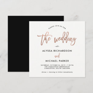 Script moderne Faire-part de mariage or rose