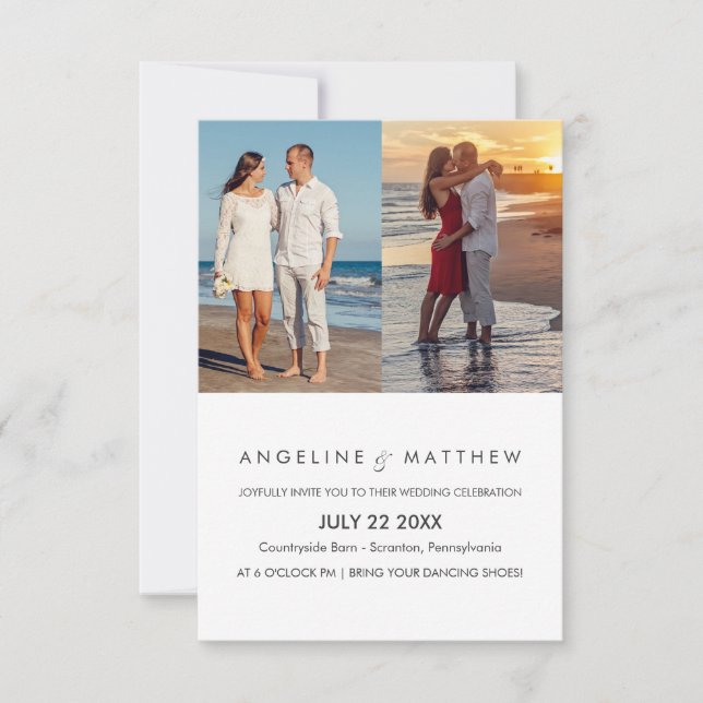 Script moderne Faire-part de mariage photo (Devant)