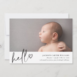 Script moderne Hello Faire-part de naissance photo