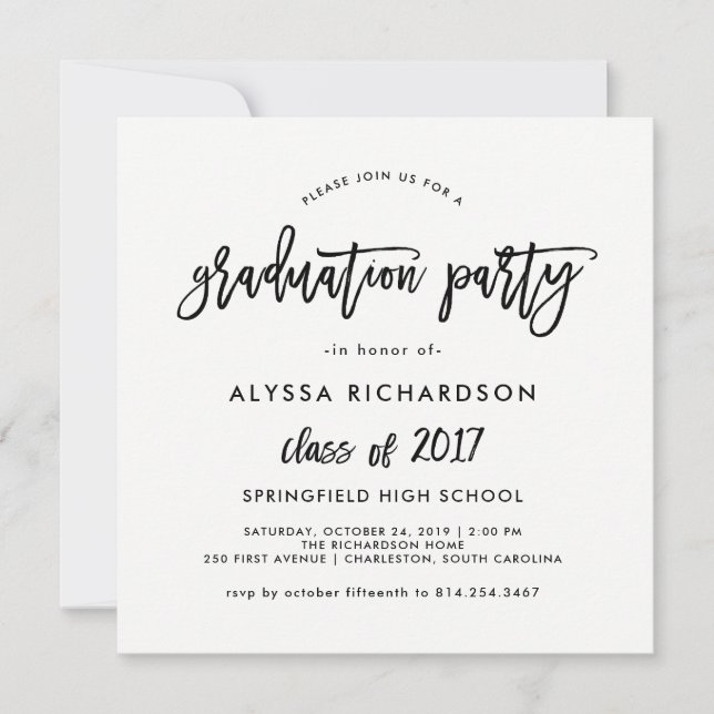 Script moderne | Invitation de la fête de graduati (Devant)