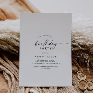 Script moderne Invitation fête d'anniversaire
