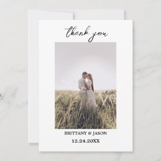 Script moderne Mariage photo simple Carte de remer
