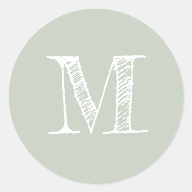 Script moderne Monogramme initial Pastel Étiquette (Devant)