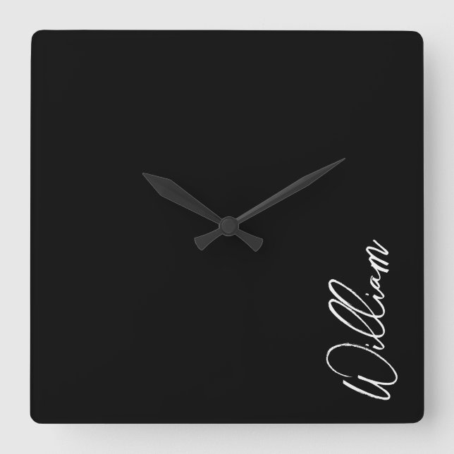 Script moderne Nom personnalisé Carré Horloge mura (Recto)