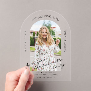 script moderne photo bachelorette Invitation