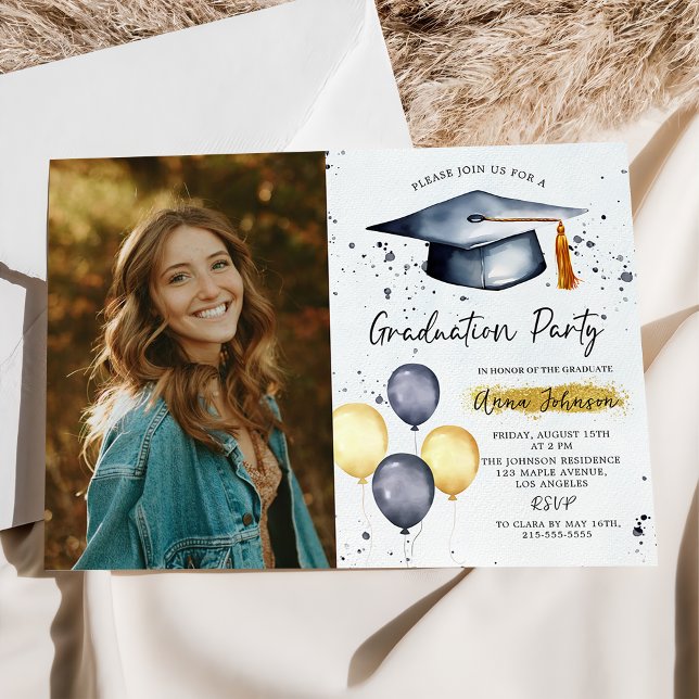 Script moderne Photo Graduation Party Invitation (Créateur téléchargé)