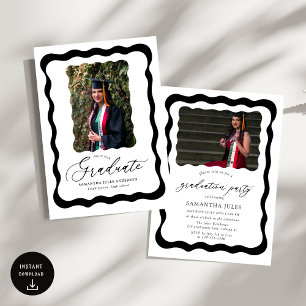 Script moderne Photo Graduation Party Invitation