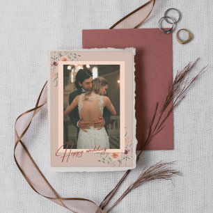 Script moderne Photo Mariage Carte de remerciement