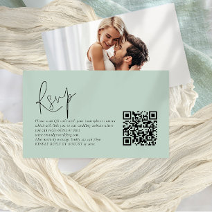 Script moderne QR Code photo Sage Wedding Carte RS