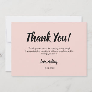 Script moderne rose Carte de remerciements d'anniv