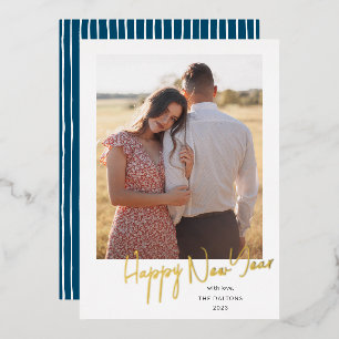 Script moderne Simple Photo Foil Carte de vacances