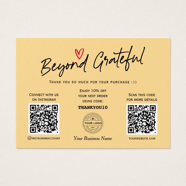 Script moderne Yellow QR code carte cadeau (Devant)