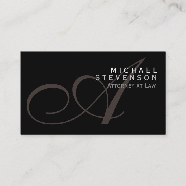 Script Monogram Anwalt at Law Business Card Visitenkarte (Vorderseite)