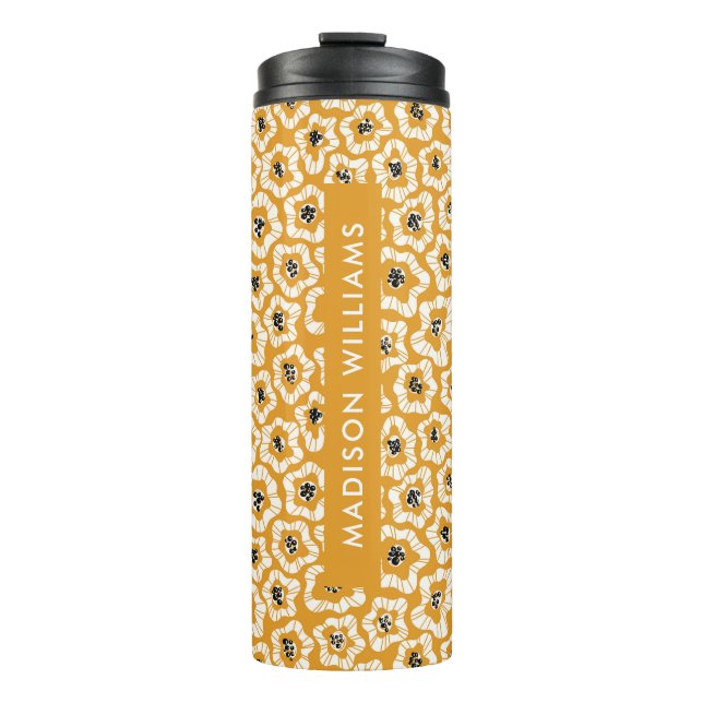 Script Monogram Blume Thermal Tumbler Thermosbecher (Vorderseite)