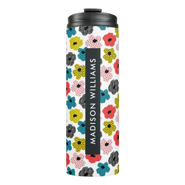 Script Monogram Blume Thermal Tumbler Thermosbecher (Vorderseite)