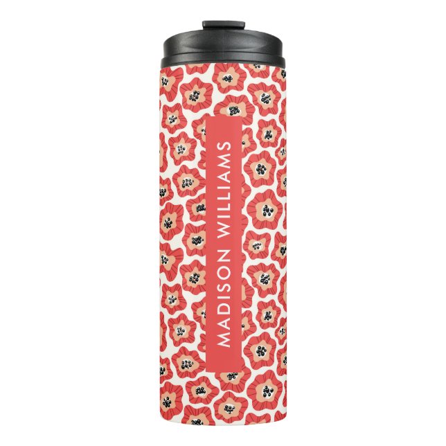 Script Monogram Blume Thermal Tumbler Thermosbecher (Vorderseite)