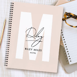 Script Monogram Blush Pink Moderne Chic Signatur Notizbuch