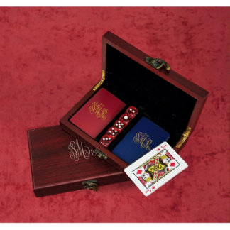Script Monogram Box with Set of 2 Playing Cards