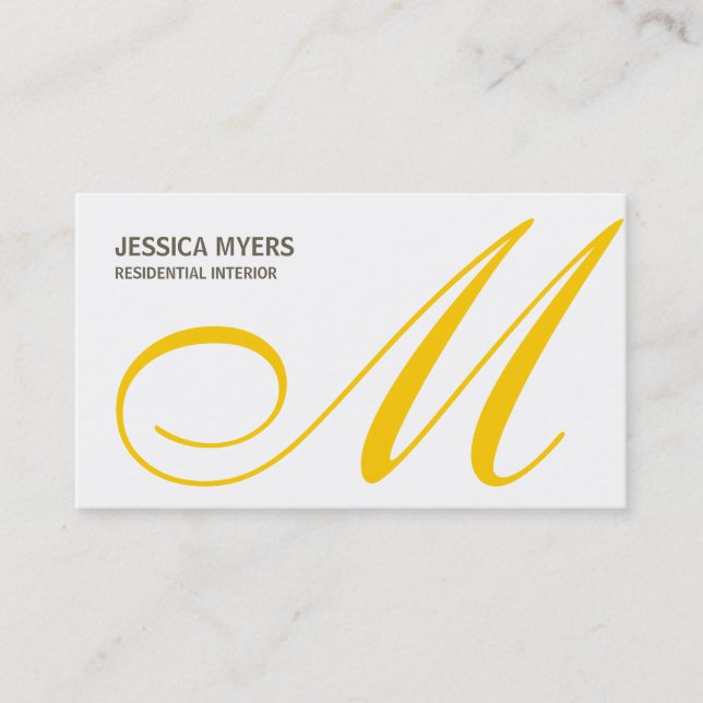 Script Monogram Business Card (Mustard) Visitenkarte (Vorderseite)