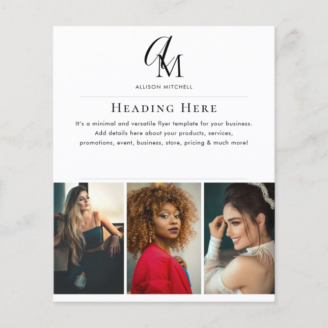 Script Monogram Business Photo QR Code Flyer (Vorne)