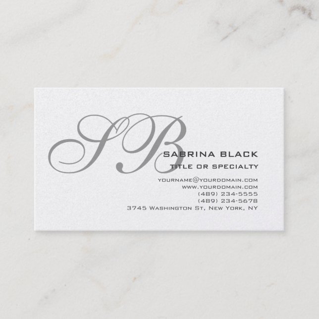 Script Monogram Gray Consultant-Visitenkarte Visitenkarte (Vorderseite)