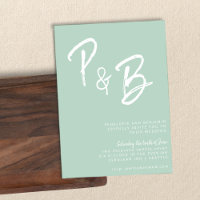 Script Monogram Handwriting Mint Pistachio Wedding