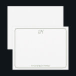 Script Monogram Hübsch Family Stationer Green Mitteilungskarte<br><div class="desc">Dieses Design verfügt über eine dünne Doppelgrenze mit Platz für ein hübsches Skriptmonogramm am oberen Rand und Namen/Text am unteren Rand. Klicken Sie auf die Schaltfläche Anpassen, wenn Sie die Designelemente anpassen und/oder den Text weiter verändern möchten! Variationen dieses Designs, zusätzliche Farben sowie koordinierende Produkte sind in unserem Shop, zazzle.com/store/doodlelulu...</div>