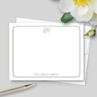 Script Monogram Hübsch Family Stationer Green