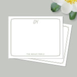 Script Monogram Hübsch Family Stationer Green Mitteilungskarte<br><div class="desc">Dieses Design verfügt über eine dünne Doppelgrenze mit Platz für ein hübsches Skriptmonogramm am oberen Rand und Namen/Text am unteren Rand. Klicken Sie auf die Schaltfläche Anpassen, wenn Sie die Designelemente anpassen und/oder den Text weiter verändern möchten! Variationen dieses Designs, zusätzliche Farben sowie koordinierende Produkte sind in unserem Shop, zazzle.com/store/doodlelulu...</div>