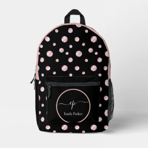 Script Monogram Individuelle Name Black Polka Dot Bedruckter Rucksack