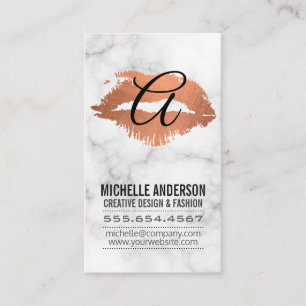 Script Monogram Kiss Stain Marble Visitenkarte