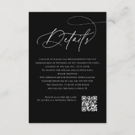 Script Monogram Wedding Details Black QR Code Begleitkarte