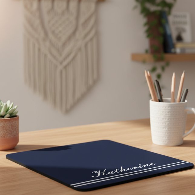 Script Name Minimalist Navy Blue Mousepad (Von Creator hochgeladen)