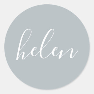 Script Name Personalisiert Gray Elegant Runder Aufkleber