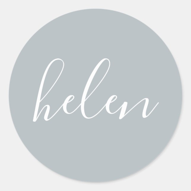 Script Name Personalisiert Gray Elegant Runder Aufkleber (Vorderseite)