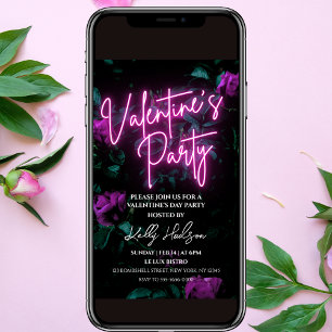 Script Neon Valentine's Day Party Einladung