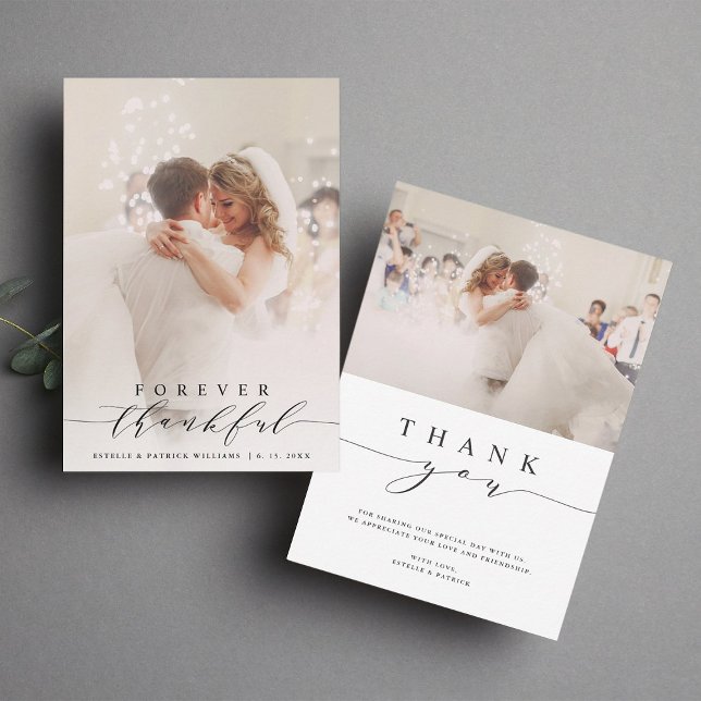 Script noir pour toujours Merci Mariage 2 Photo (Front & Back)