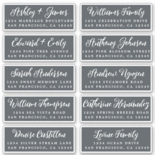 Script Off-Black Wedding Guest Address Labels