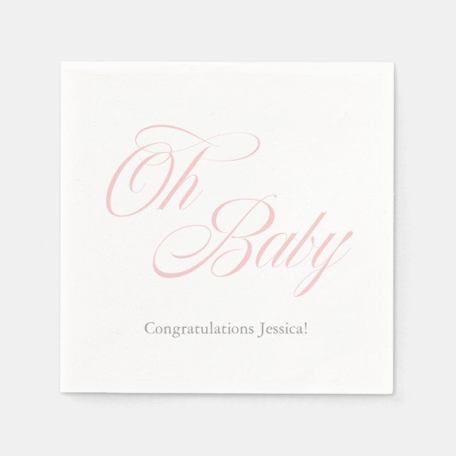 Script Oh Baby | Babydusche | Es ist ein Mädchen Serviette (Vorderseite)