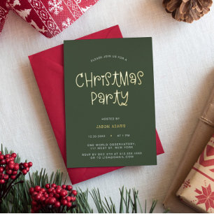 Script Olive Green Noël Foil Invitation