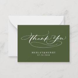 Script Olive Green Wedding Budget Thank You Mitteilungskarte