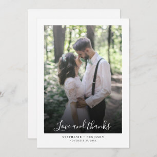 Script Overlay Hand Lettered Elegant Wedding Foto Dankeskarte