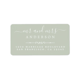 Script Pastel Green Wedding Rücksendeadresse Adressaufkleber
