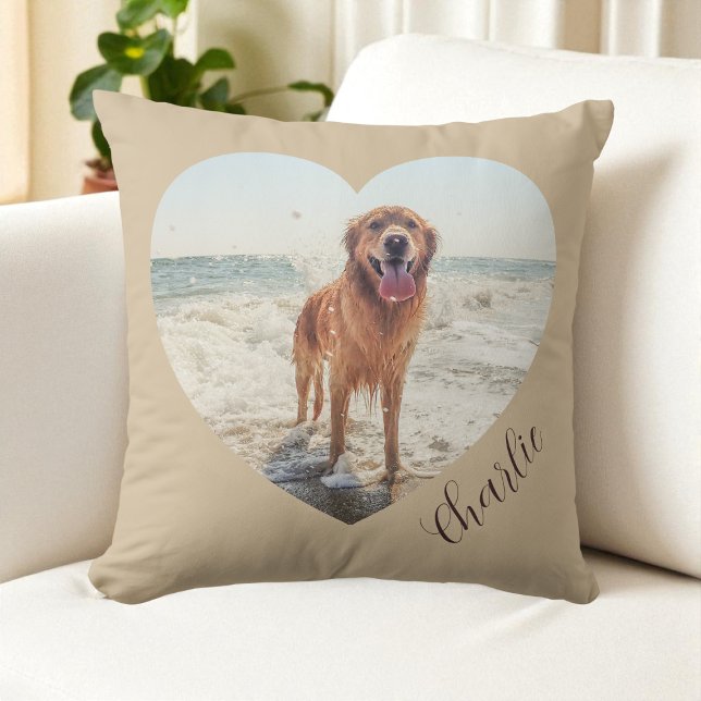 Script  Pet Heart Photo Modern Personalized Dog Kissen (Script Pet Heart Photo Modern Personalized Dog Throw Pillow)