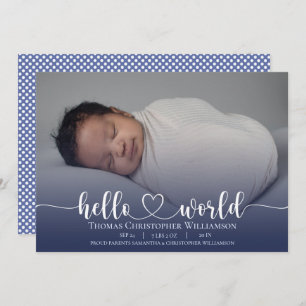 Script photo moderne Baby Boy faire-part