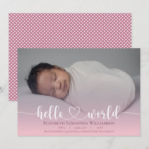 Script photo moderne Baby Girl Faire-part