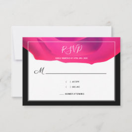 Script Pink Schwarz-weiße Abstrakte Hochzeit RSVP Karte
