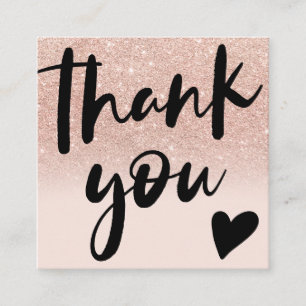 Script Rose Gold Glitzer ombre Ordnung danke Quadratische Visitenkarte