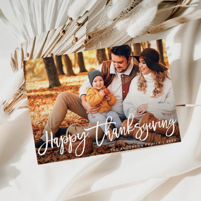Script rustique Bon thanksgiving photo Carte posta (Créateur téléchargé)