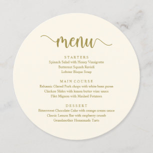 Script rustique moderne, Menu Dîner Mariage